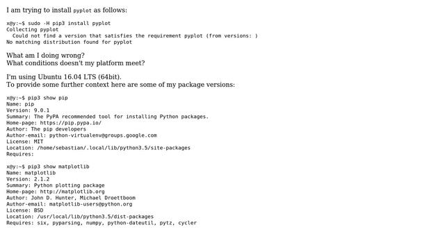 How to fix install error "Could not find a version that satisfies the requirement pyplot"? смотреть онлайн
