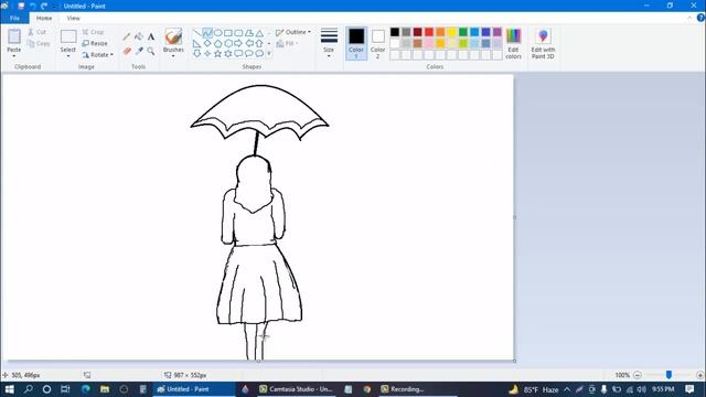 How to Draw a girl with umbrella in Microsoft paint смотреть онлайн