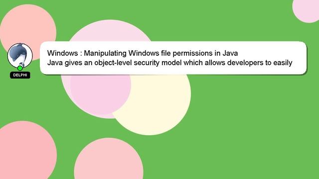 Windows : Manipulating Windows file permissions in Java смотреть онлайн