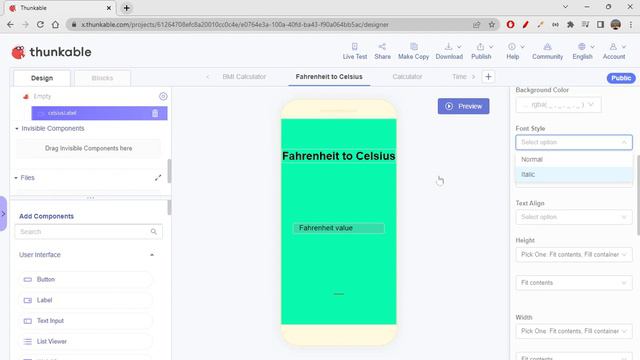 Fahrenheit to Celsius Convertor in Thunkable смотреть онлайн