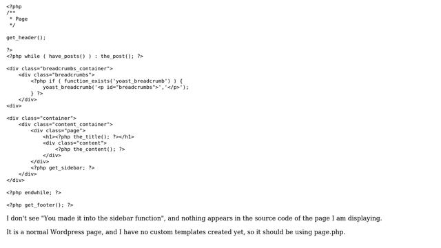 Wordpress: How to troubleshoot Sidebar not being generated? смотреть онлайн