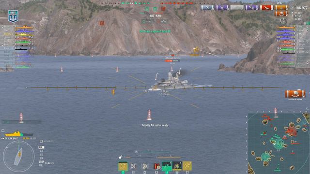 Battleship Jean Bart: Nice game with 9 destroyed ships - World of Warships смотреть онлайн