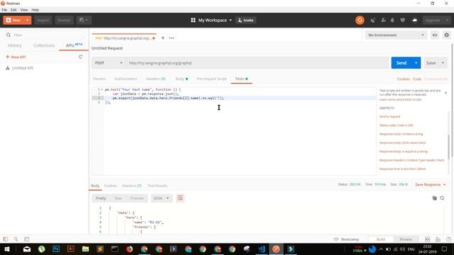 Testing GraphQL Queries using Postman With Example- [API Testing using Postman] смотреть онлайн