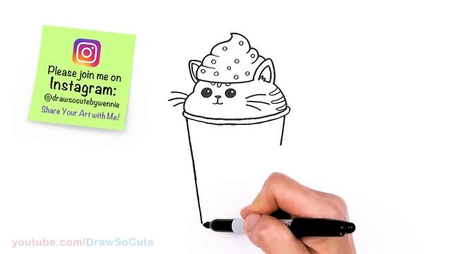 How to Draw a Catpuccino ?Cute Drink Art смотреть онлайн