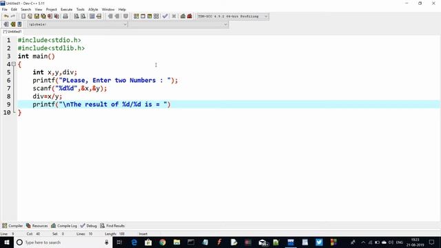 Division of two integers in C language смотреть онлайн
