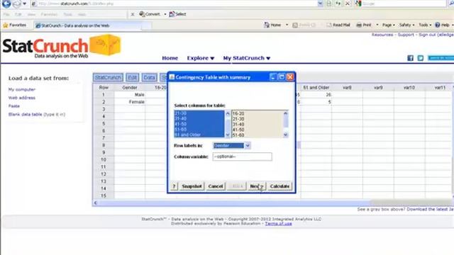 Chi-Square Test of Independence Example on StatCrunch смотреть онлайн