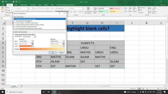 Lecture 12| How to highlight blank cell?| Ms Excel | Ms office | Urdu tutorial смотреть онлайн