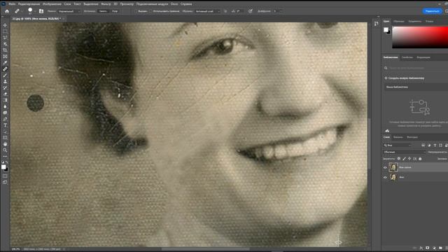Реставрация старого фото в программе Photoshop с помощью нейрофильтра восстановление фото. смотреть онлайн