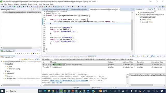 Create and switch git branch in STS or Eclipse смотреть онлайн