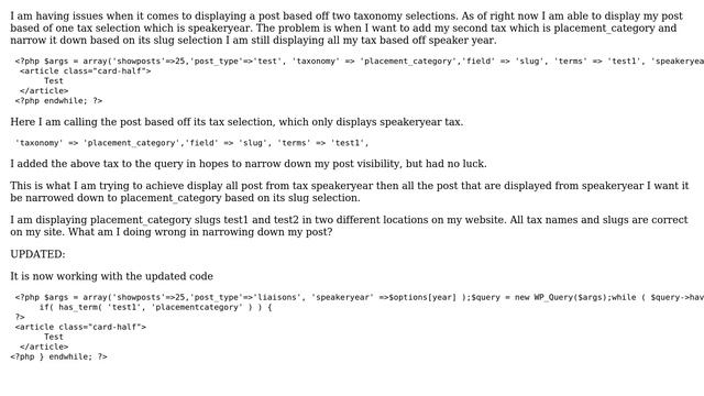 Wordpress: How to query custom post type by two terms? смотреть онлайн