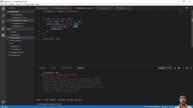 Callback [mock]- UNIT testing using mocha, chai & sinon смотреть онлайн