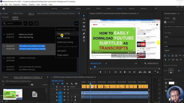 How to Save or Export SRT Subtitles from Premiere Pro CC - Answer Video смотреть онлайн