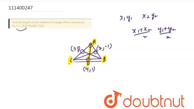 Find the lengths of the medians of triangle whose vertices are смотреть онлайн