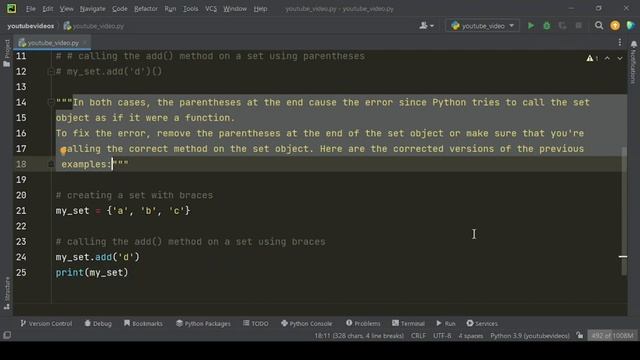 "Fixing 'TypeError Set Object Not Callable' Error in Python" смотреть онлайн