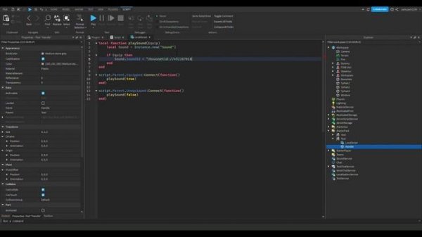 Roblox Studio | How to make a sound play when you equip/unequip a tool