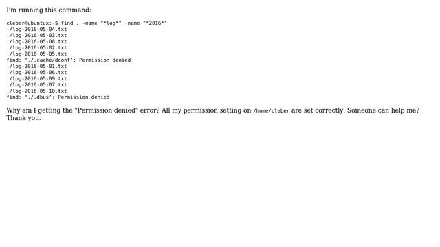 Ubuntu: Permission Denied running find command смотреть онлайн