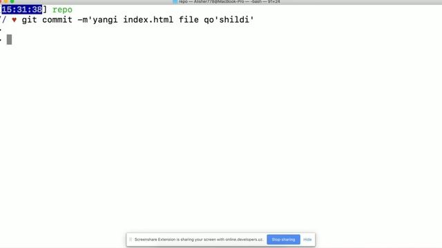 Git commit. Xotiraga joylash | GITHUB HAQIDA BEPUL KURS смотреть онлайн
