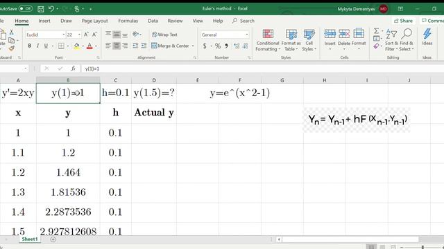 Doing Euler's Method in Excel смотреть онлайн