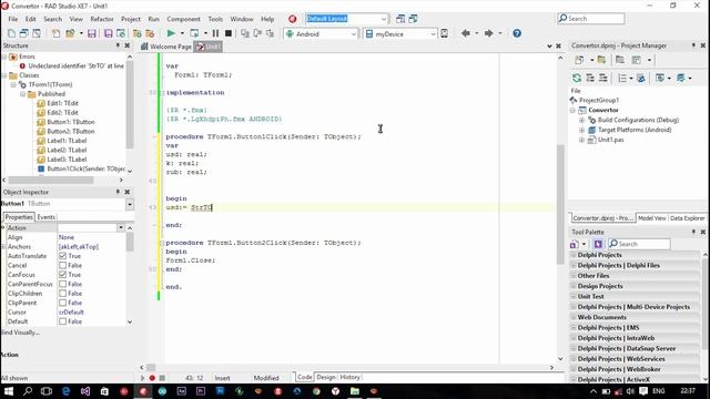 Delphi Android Урок № 2 Конвертор валют на Android смотреть онлайн