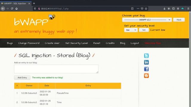 SQL Injection Stored Blog Low Security Level смотреть онлайн