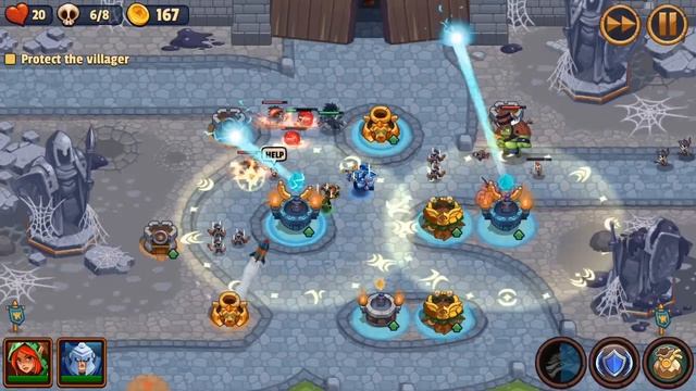 Realm Defense | World 1 | Level 20 | Campaign Mode | 3 Stars | 2 Heroes | No Spells | Pridefall