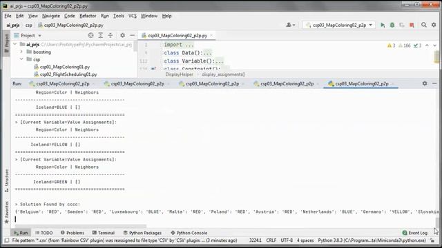 Constraint Satisfaction Problem + Map Coloring + Peer-to-peer + Python (public version) смотреть онлайн