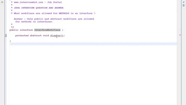 What modifiers are allowed for METHODS in an Interface Java смотреть онлайн
