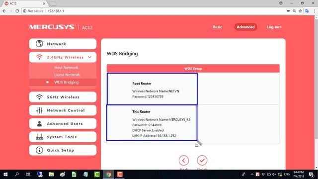 Wireless Repeater Mode On MERCUSYS AC1200 Router | NETVN
