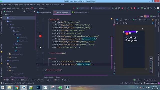 Food App Modern Design Splash Screen in Android Studio Tutorial 2020 смотреть онлайн