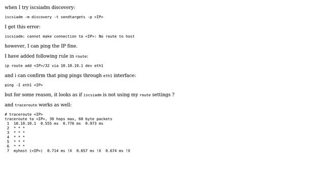 Unix & Linux: iscsiadm: cannot make connection to ＜IP＞: No route to host смотреть онлайн