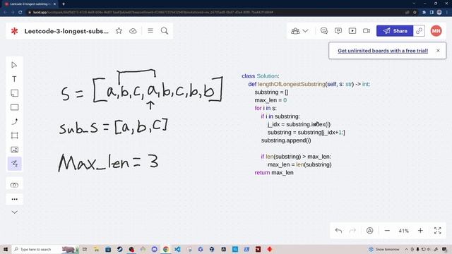 Longest Substring Without Repeating Characters | Leetcode Problem | Fast Python Solution смотреть онлайн
