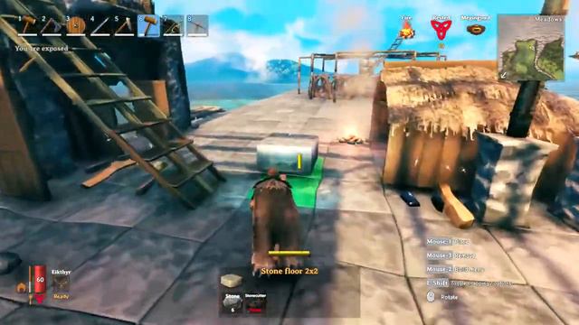 Valheim - building a water and weather prof stone floor as a roof. смотреть онлайн