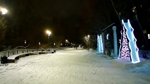 Мурманск. Полярная ночь.Театральный Бульвар. смотреть онлайн