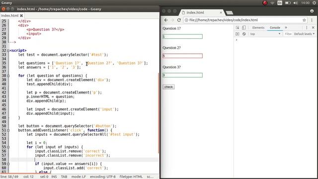 Создание тестов с вопросами и ответами на JavaScript смотреть онлайн