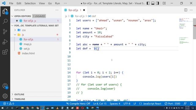 34 - JavaScript Class 19 | for of loop | Template Literal | Array map method | Muhammad Umair Ahma смотреть онлайн