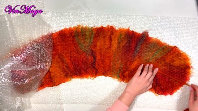 How to make felted Scarf. Валяние шарфа. [DIY] смотреть онлайн