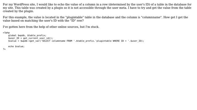 Wordpress: WPDB: how to get the value of a field in a custom database table смотреть онлайн