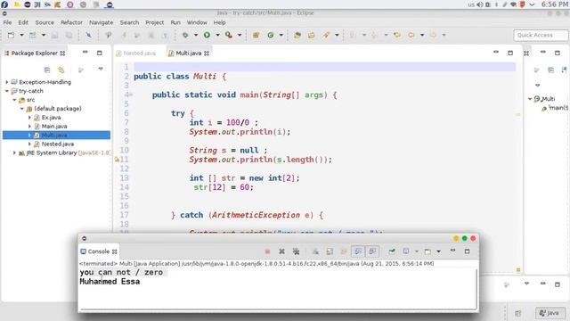 79 Java advanced Exception Handling nested try catch التعامل مع استثناء смотреть онлайн