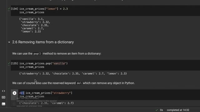 Dictionaries - Adding and removing elements - Python смотреть онлайн