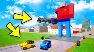 ОГРОМНЫЙ МУТАНТ С ПУЛЕМЁТОМ ПРОТИВ ЛЕГО ТАЧЕК! ГИГАНТ РАЗРУШАЕТ ГОРОД В БРИК РИГС (Brick Rigs)