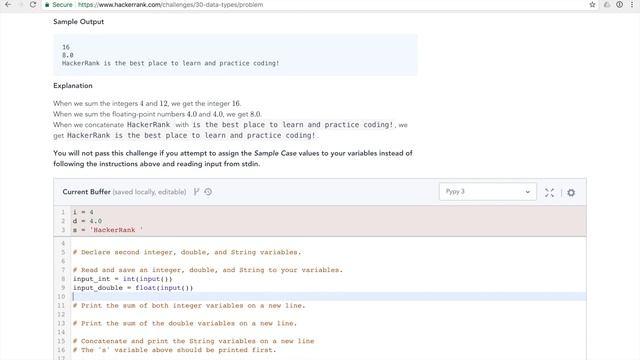 HackerRank Day 1: Data Types | Python смотреть онлайн