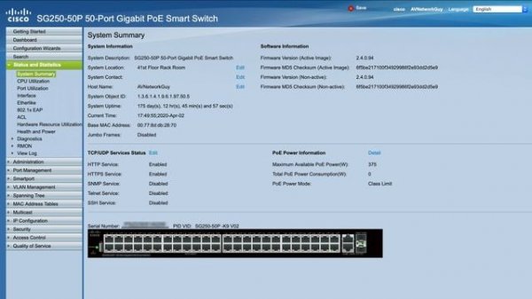 Cisco SG250 Initial Setup (webgui)