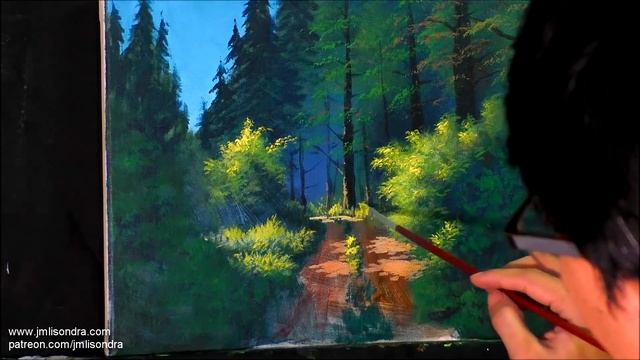 Acrylic Landscape Painting In Time-lapse / Pathway To The Forest / JMLisondra