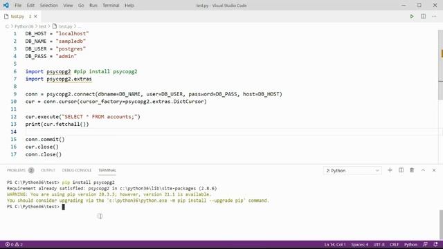 PostgreSQL database connect in python psycopg2 смотреть онлайн