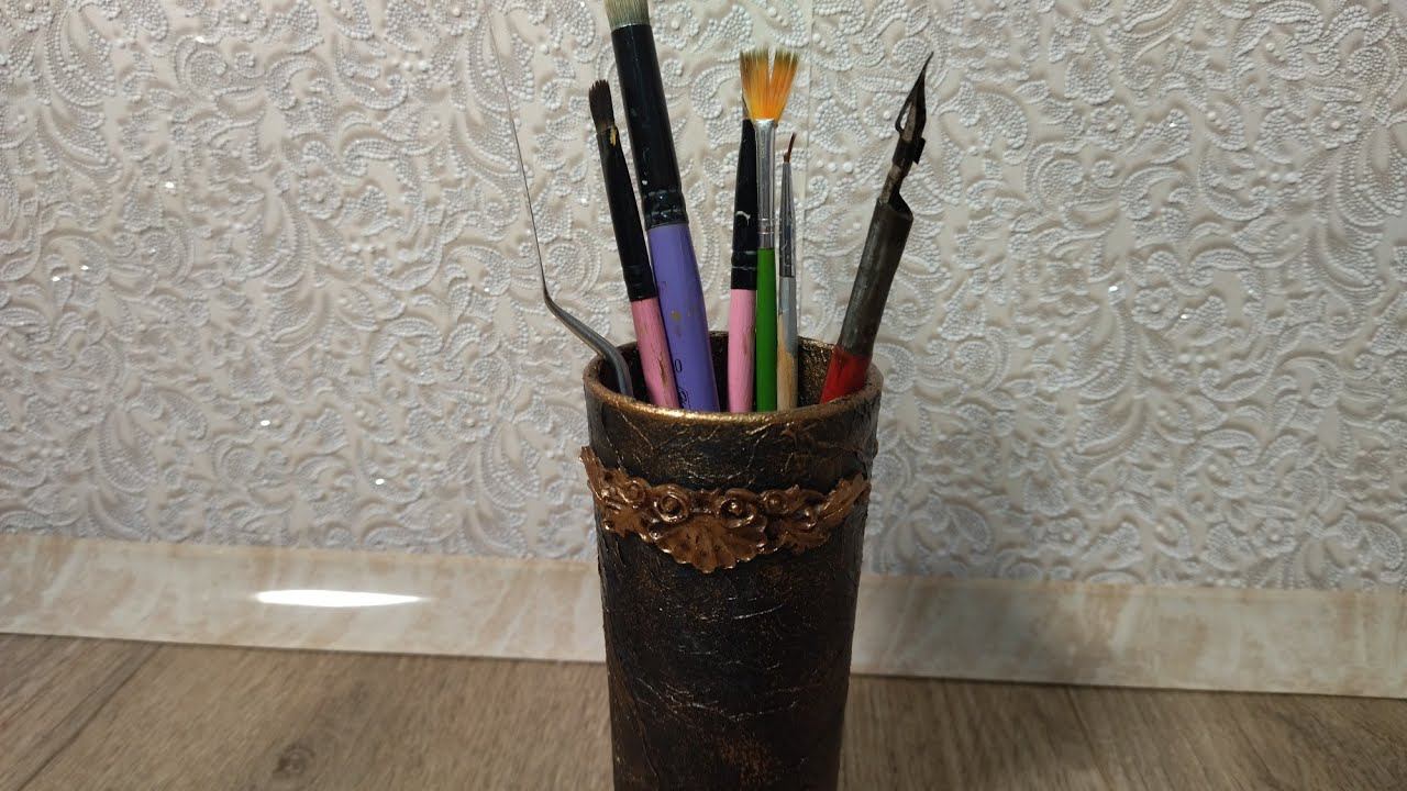 Делаем карандашницу из обычного стакана смотреть онлайн