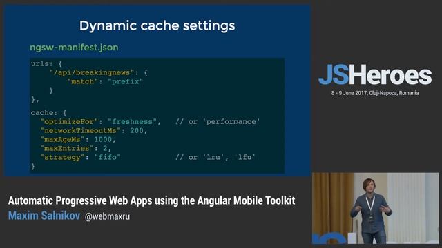JSHeroes 2017 | Maxim Salnikov - Automatic Progressive Web Apps using the Angular Mobile Toolkit смотреть онлайн