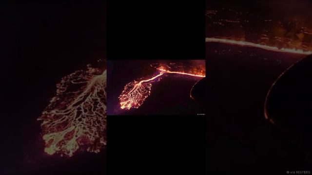 На полуострове Рейкьянес на юго-западе Исландии извергается вулкан #исландия #вулкан #извержение смотреть онлайн