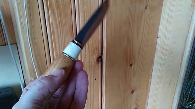 Нож типа Puukko готов. сталь у-12. Рог оленя,дуб,кожа,латунь рукоятка!??? смотреть онлайн