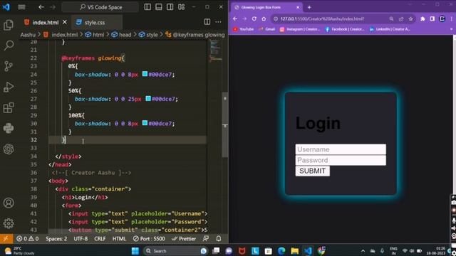 Animated Glowing Login Form | HTML & CSS | Ashutosh Python смотреть онлайн