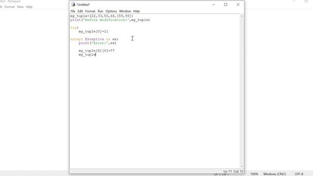 Modify or Update a tuple in Python смотреть онлайн